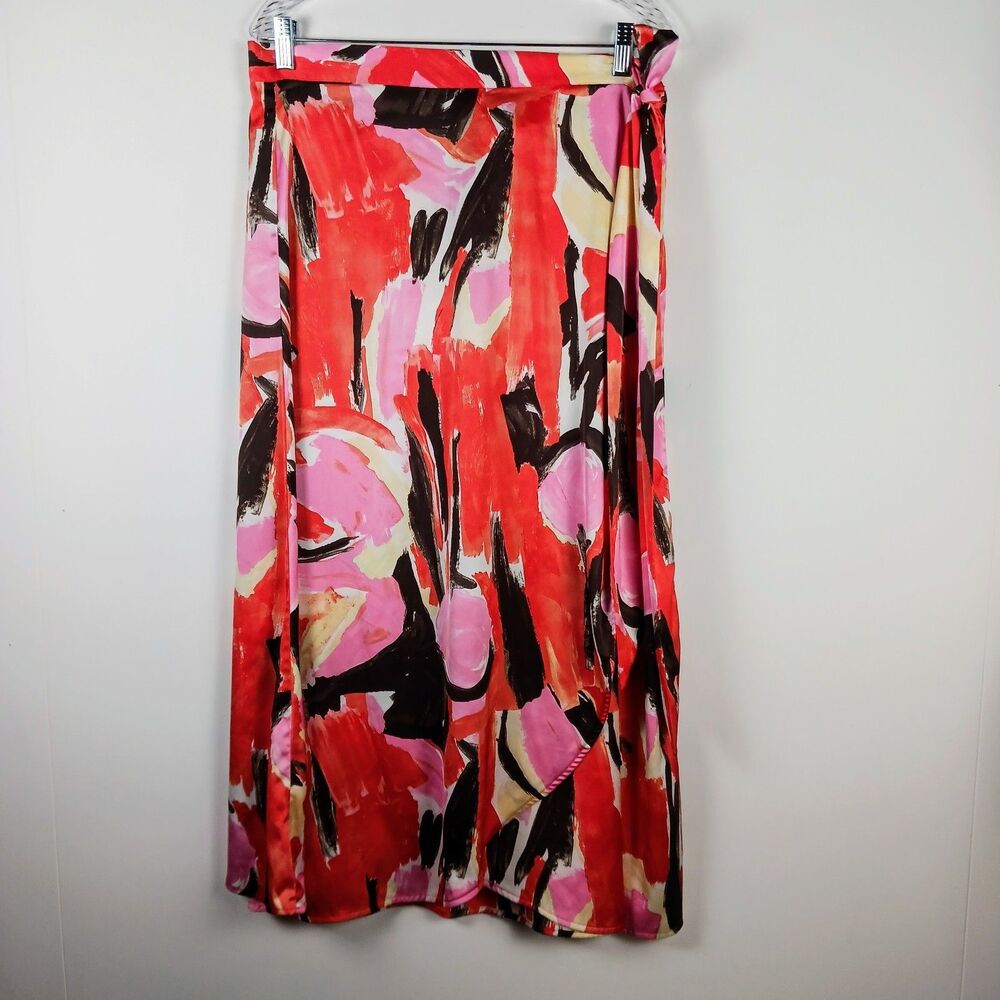 Floral Wrap Skirt Midi Multi-Color Size L Spring MONKI Asos - Picture 3 of 8